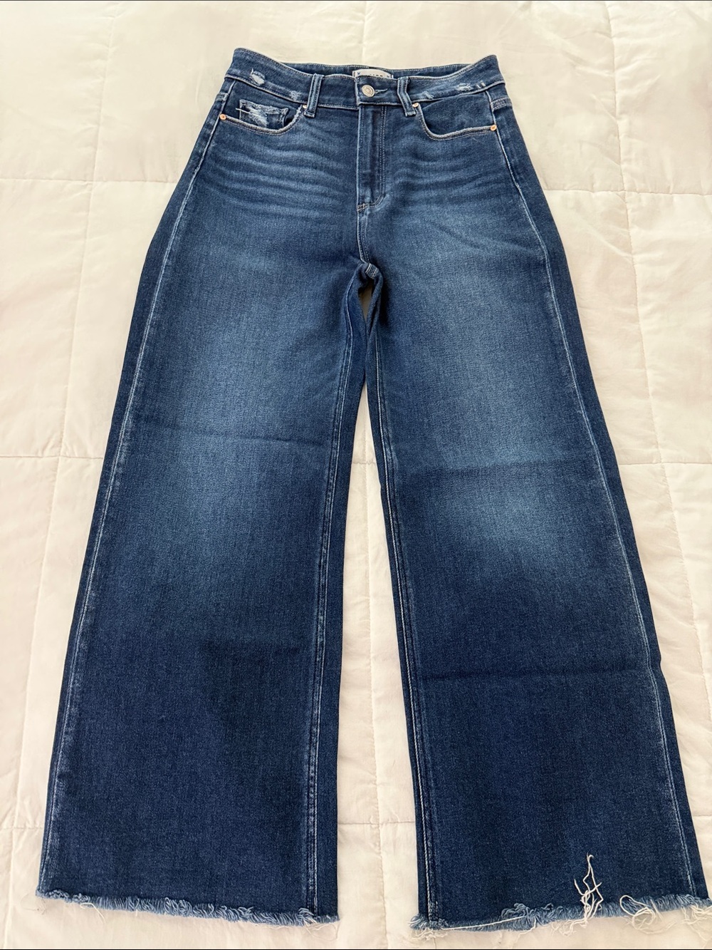 PAIGE Wide-Leg High-Waist Women's Jeans - Dark Blue